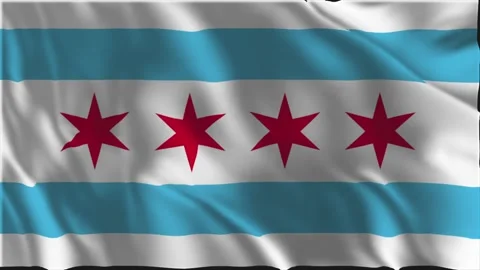 Chicago flag waving slowly Stockbeeldmateriaal 340234959