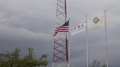 Chicago Flags Cloudy Timelapse Stock Footage 79019981