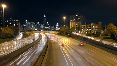 Chicago freeway time lapse Stock Footage 166005515
