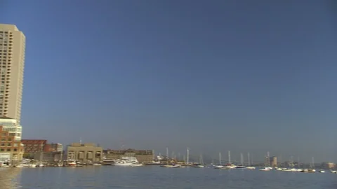 Chicago harbor and skyline. City view from water. pan left Stock Footage 102510341