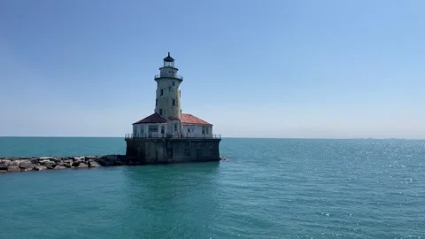 Chicago harbor lighthouse Stock Footage 244422683