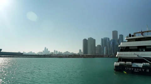 Chicago from the harbour Stock Footage 41307814