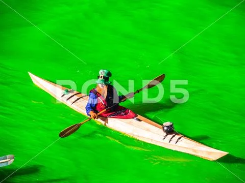 Chicago, IL - March 16th, 2019: People dressed in festive St. Patrick's day Stock Photos