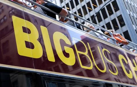 Chicago, IL USA. Aug 2018. A Big Bus double deck tour bus giving visitors an  Stock Photos