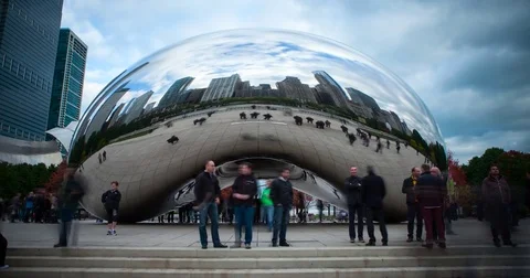 Chicago, IL, USA - Cloud Gate "the bean" at day - Timelapse Stock Footage 75280236