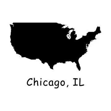 Chicago IL on USA Map with Location Pin on Chicago Illinois Stock Illustration