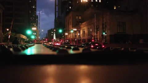 Chicago, Illinois, USA - August 11 2025: A street in downtown Chicago at evening Stock Footage 315416997