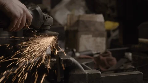 Chicago Interior Grinder Sparks Machine Shop Stock Footage 89995332
