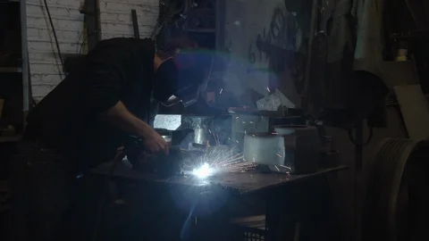 Chicago Interior Young Man Welding Zoom In Tighter Stock Footage 89999079