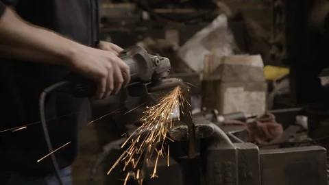 Chicago Interior Zoom Out to Young Man Grinding Sparks Stock Footage 89998227