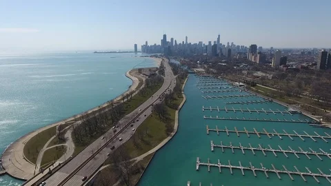 Chicago Lake shore drive Spring Stock Footage