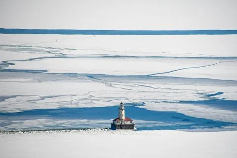 Chicago lighthouse in winter Stock Photos