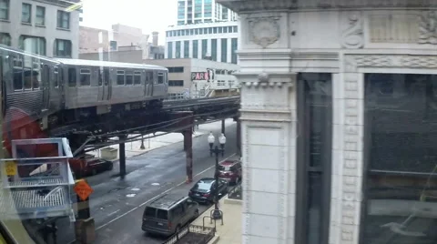 Chicago Loop Elevated L Train - View from Window - Part 3 Stock Footage 49924779
