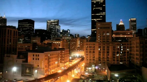 Chicago Loop Night Stock Footage 494182