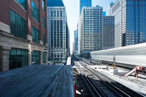 Chicago Loop, as seen from the "gL"  train tracks. Stock Photos