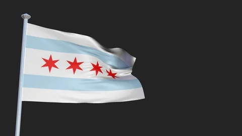 Chicago - Loopable 3D flag animation with Alpha Channel and Transparency for  Stock-Footage 90969009