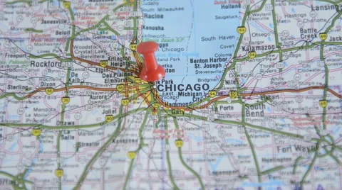Chicago on a map Video stock 43722403