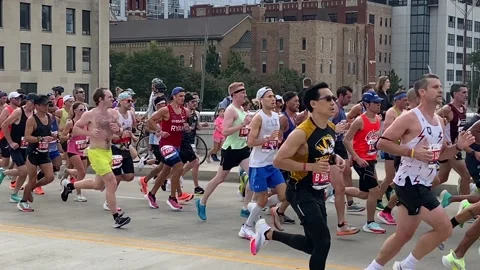 Chicago Marathon Runners Stock Footage 162705428