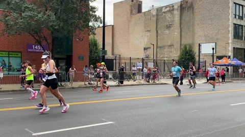 Chicago Marathon Runners Stock Footage 162705546
