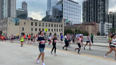Chicago Marathon Runners Stock Footage 162705549
