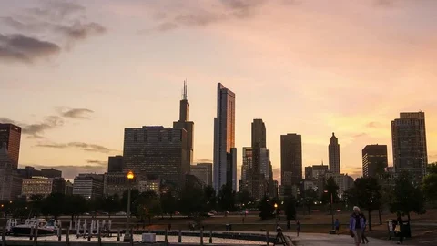 Chicago Marina Sunset Time Lapse in 4k Stock Footage 81767221