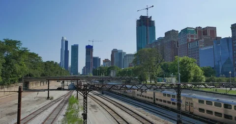 Chicago Metra train passing Video stock 92958793