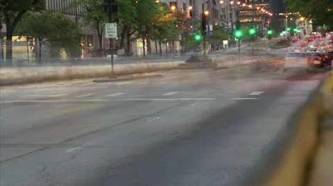 Chicago Michigan Ave Taxi Cab Traffic Time Lapse Stock Footage