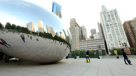 Chicago Millennium Sculpture 1 static Stock Footage 39092005