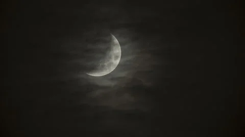 Chicago: Moon, Waxing Crescent with Clouds Stock-Footage 63472400