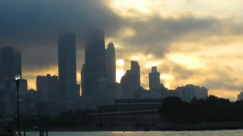 Chicago Navy Pier Dramatic Clouds Video stock 93574828