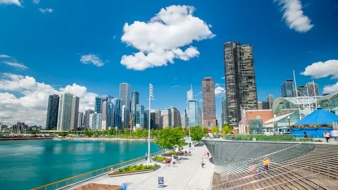 Chicago Navy Pier Time Lapse Downtown 4K 1080P Stock Footage 77081802