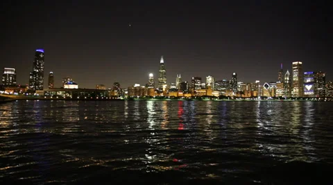 Chicago at Night Stock Footage 30962901