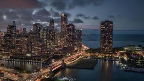 Chicago night hyperlapse Stock Footage 252239250