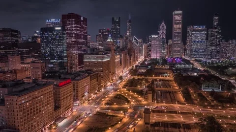 Chicago night hyperlapse Stock Footage 252240100