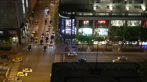 Chicago night intersection Stock Footage 54799599