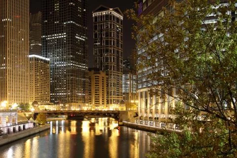 Chicago at night Stock Photos