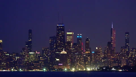 Chicago Night Skyline Stock Footage 238423712