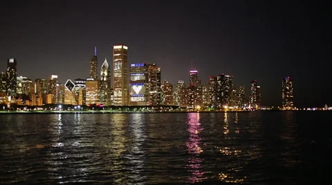 Chicago Night Skyline - V2 Stock Footage 30962924