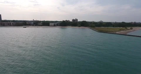Chicago North Side Beach into the City_Fall Stock Footage 278920901