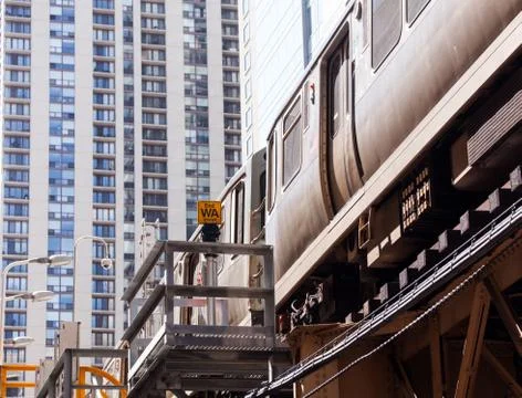 Chicago orange line train on loop Stock Photos