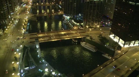 Chicago Overview at Night Stock Footage 8569358
