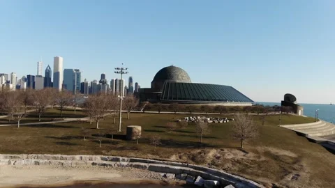 Chicago Planetarium Skyline Stock Footage 230720284