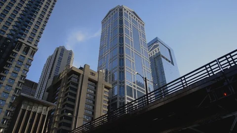 Chicago Post-Modern Architecture River Tour Stock Footage 116451355