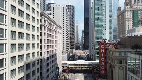 CHICAGO-PULL FROM THEATER SIGN FACING NORTH Stock Footage 247459176