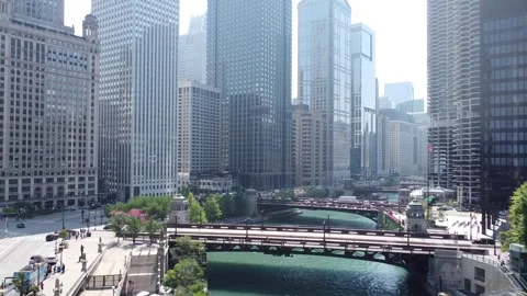 CHICAGO-PULL FROM WABASH BRIDGE TO MICHIGAN AVE Stock Footage 247459169