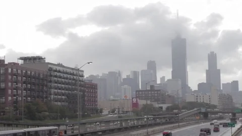 Chicago Rainy Skyline Stock Footage 79020268