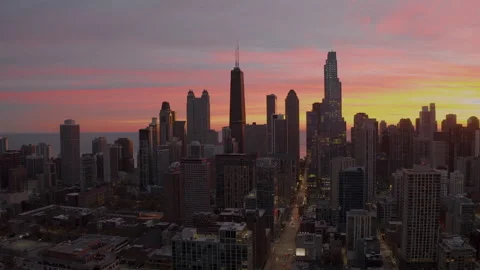 Chicago red sunrise Stock Footage 247031968