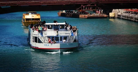 Chicago River Boat Stock Footage 116671572