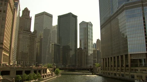 Chicago River with City in Background Stock Footage 42575900