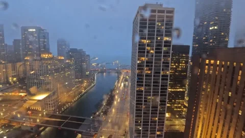 Chicago River Dawn Timelapse Stock Footage 261955468